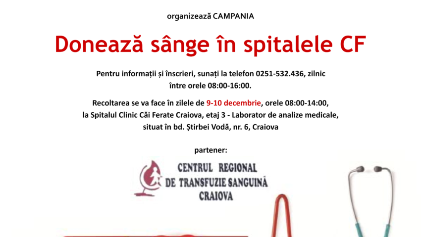 Donează sânge în spitalele CF