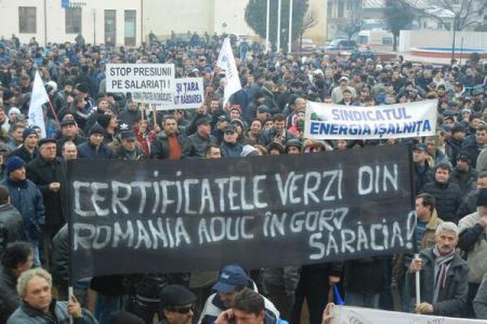 Protest al minerilor la Targu Jiu