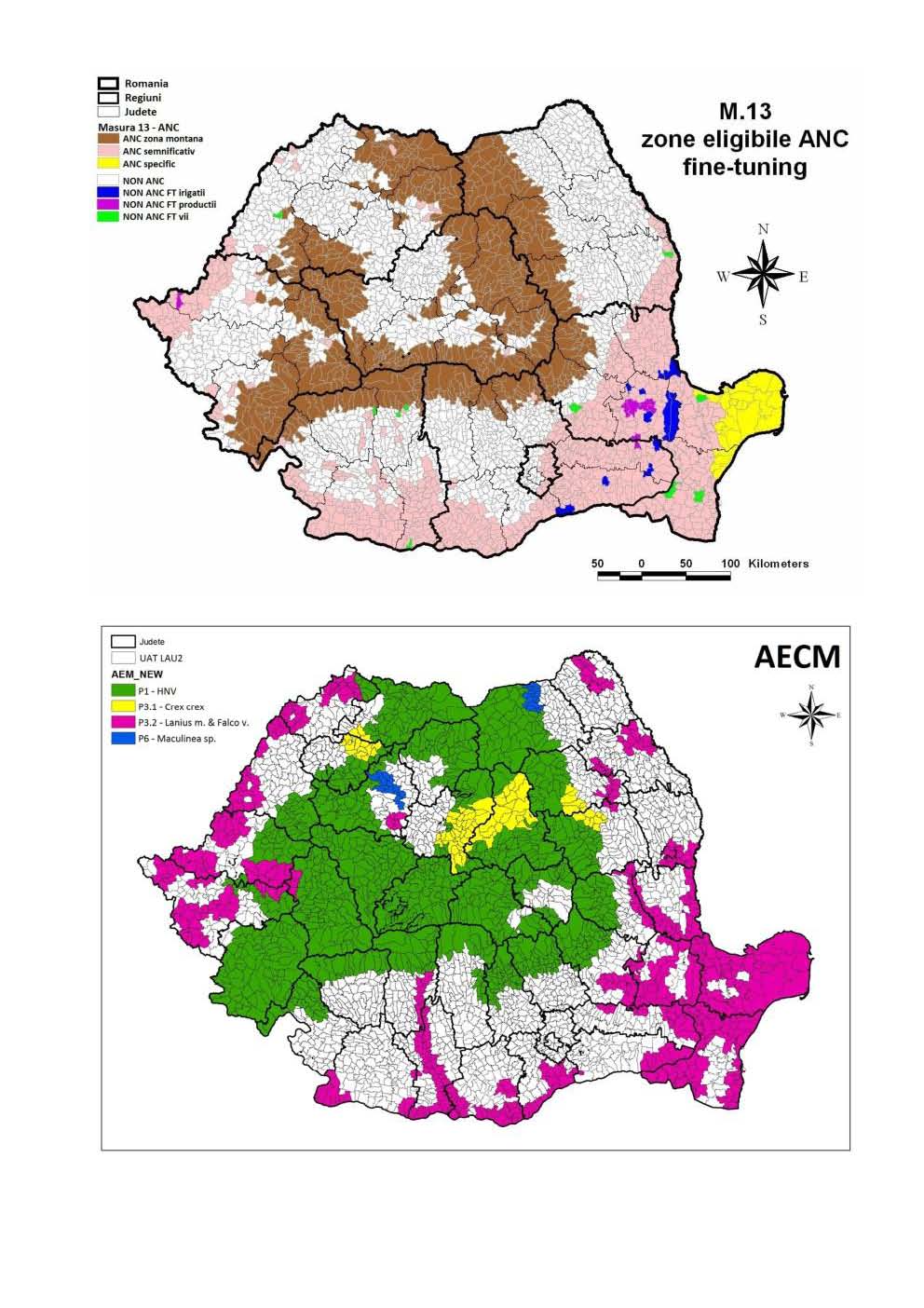 Zonele eligibile pentru măsurile de mediu și climă ale PNDR 2014 – 2020