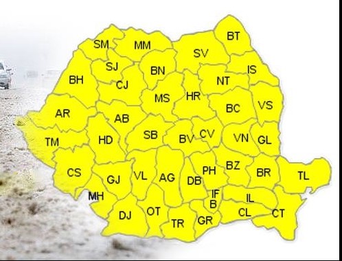 Cod galben de ploi torentiale in toata tara!