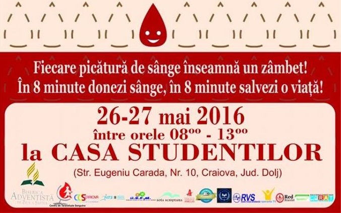 Campanie la Craiova: „Fiecare picatura de sange inseamna un zambet”