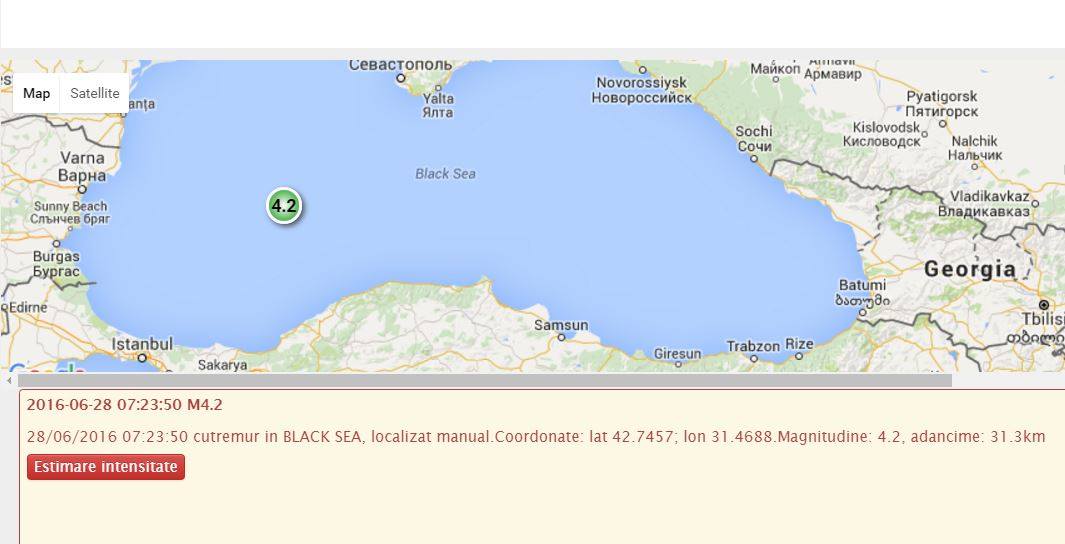 Cutremur in aceasta dimineata in Marea Neagra
