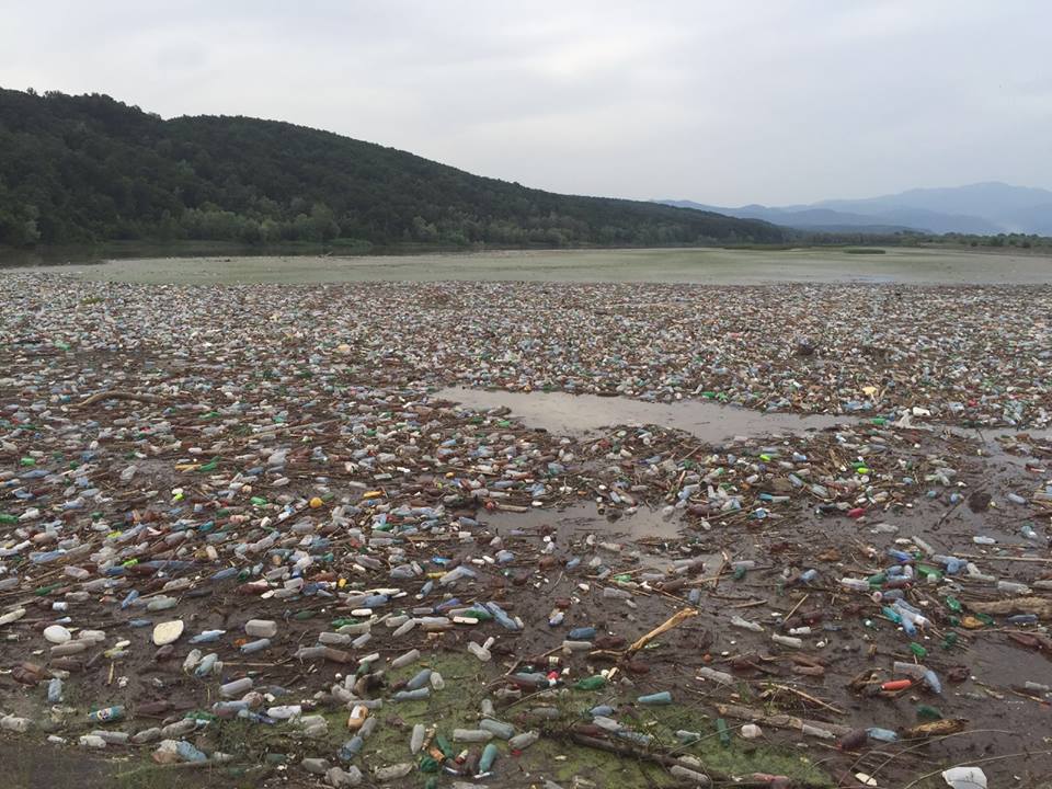 Pet-uri pe lacul de acumulare de pe Jiu