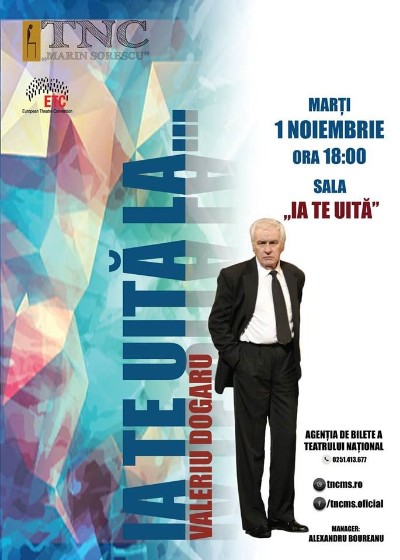 1 noiembrie – intalnire cu actorul Valeriu Dogaru in sala „Ia te uită” a Teatrului Național „Marin Sorescu”