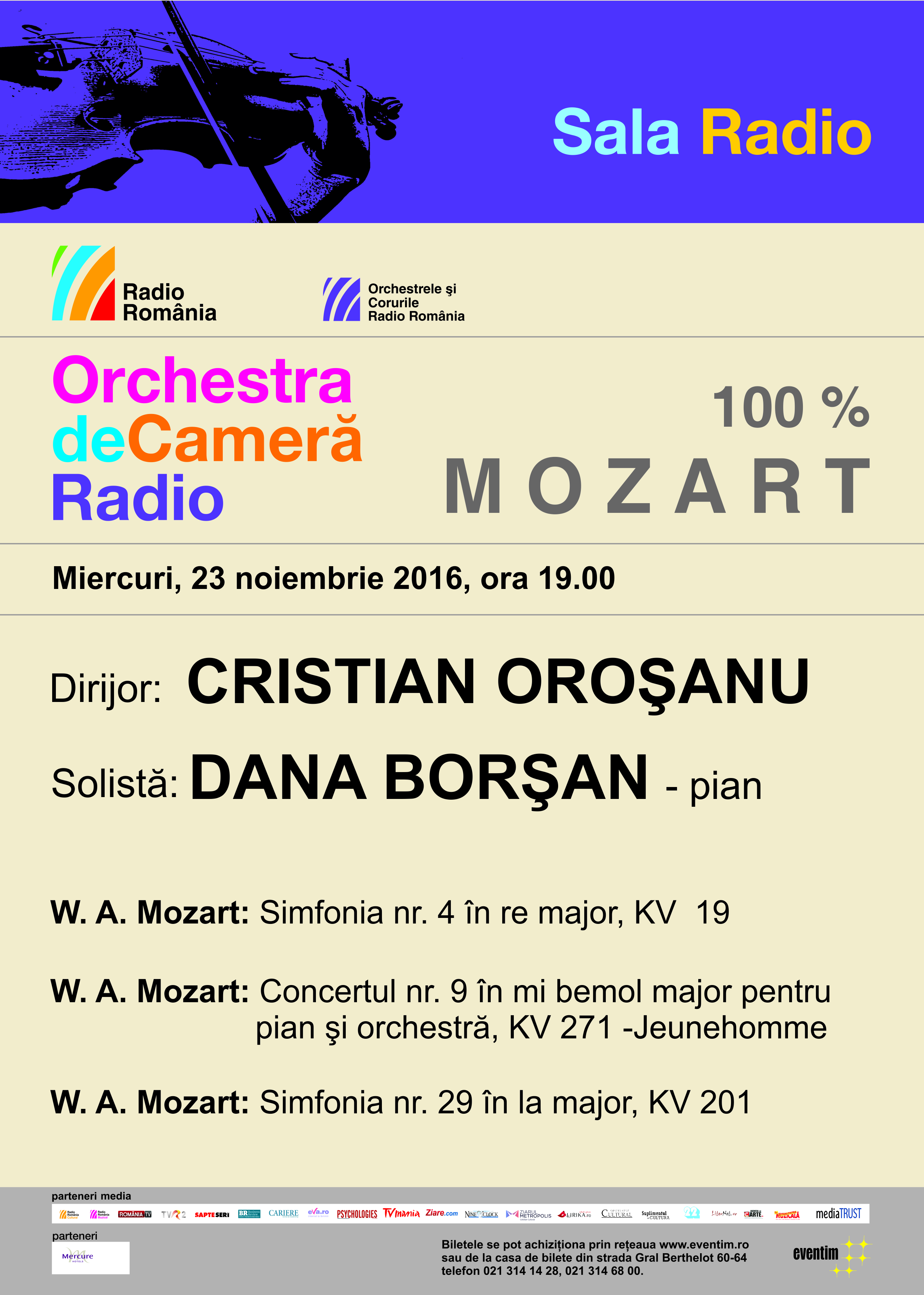 Orchestra de Cameră Radio prezintă concertul ,,100% Mozart” pe scena Sălii Radio