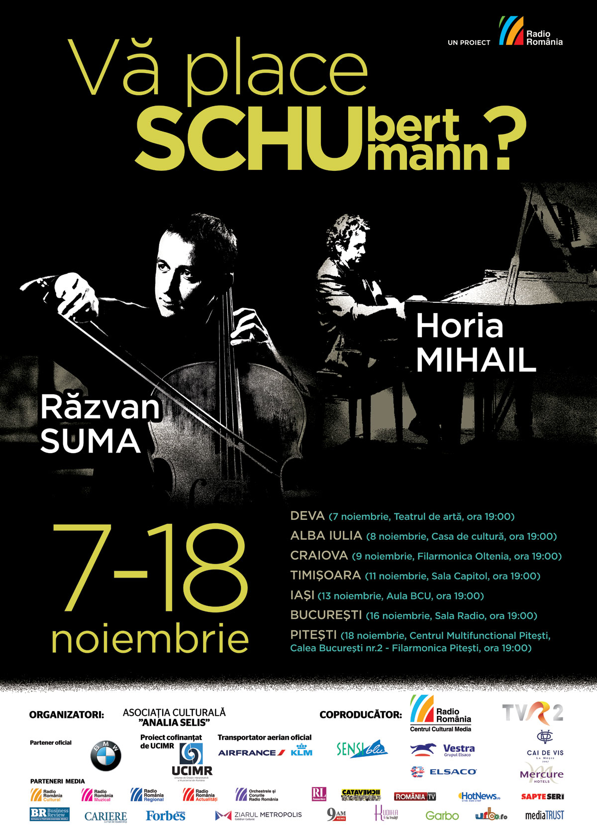 Violoncelistul Răzvan Suma şi pianistul Horia Mihail în turneu naţional cu „Vă place Schu… ?”