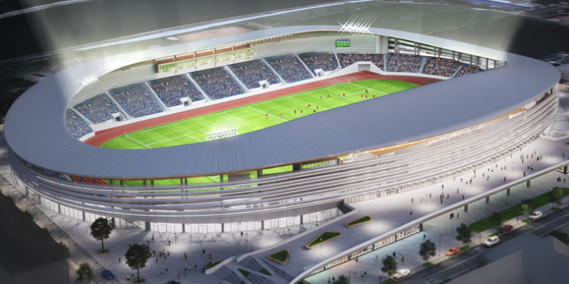 (Foto) Complexul Sportiv Stadion Municipal din capitala Gorjului se înalţă pe zi ce trece