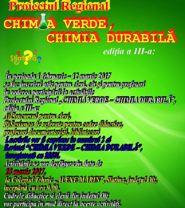 „Chimia verde – Chimia durabilă”, ediția a III-a
