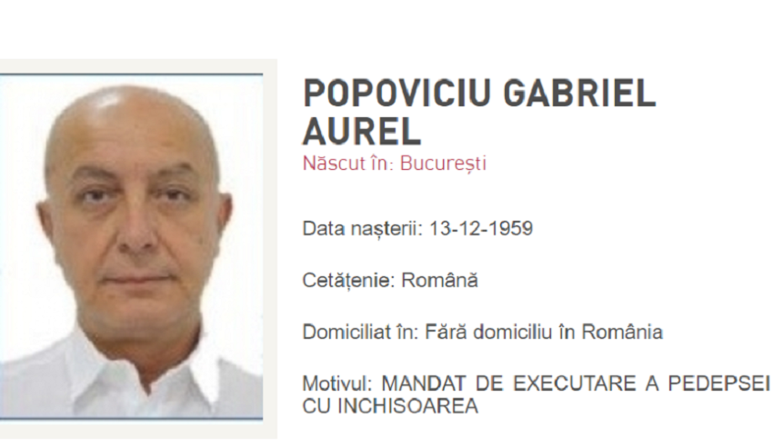 Puiu Popoviciu a fost dat în urmărire internaţională