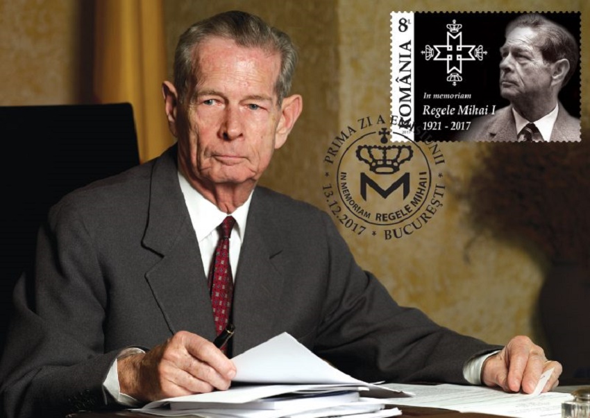 Romfilatelia introduce în circulaţie o marcă poştală „In memoriam Regele Mihai Întâi”