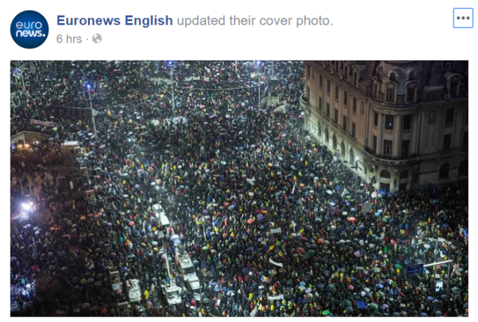 Comentarii în lanț, după ce Euronews și-a pus la cover pe Facebook o fotografie de la protestele de sâmbătă