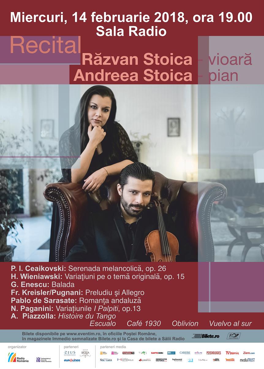 Răzvan Stoica şi vioara sa Stradivarius din 1729, pe scena Sălii Radio