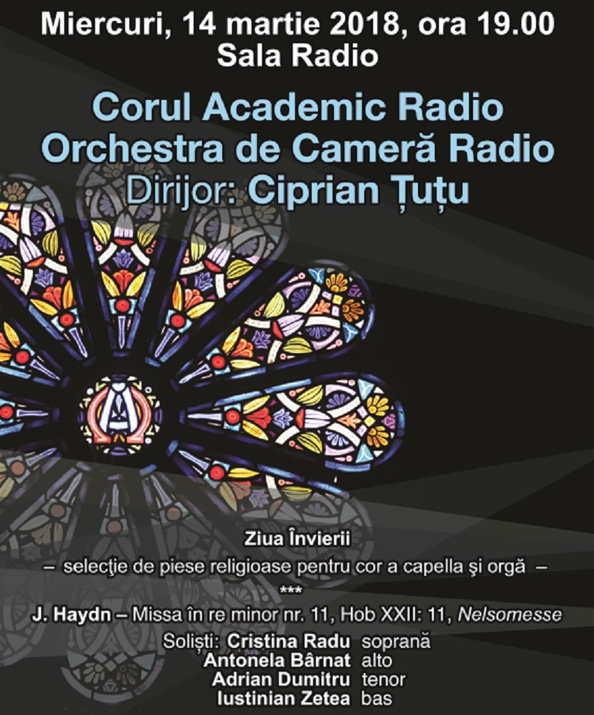 Concert pe teme religioase, cu Corul Academic Radio, la Sala Radio