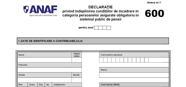 Variantă simplificată pentru Declarația 600