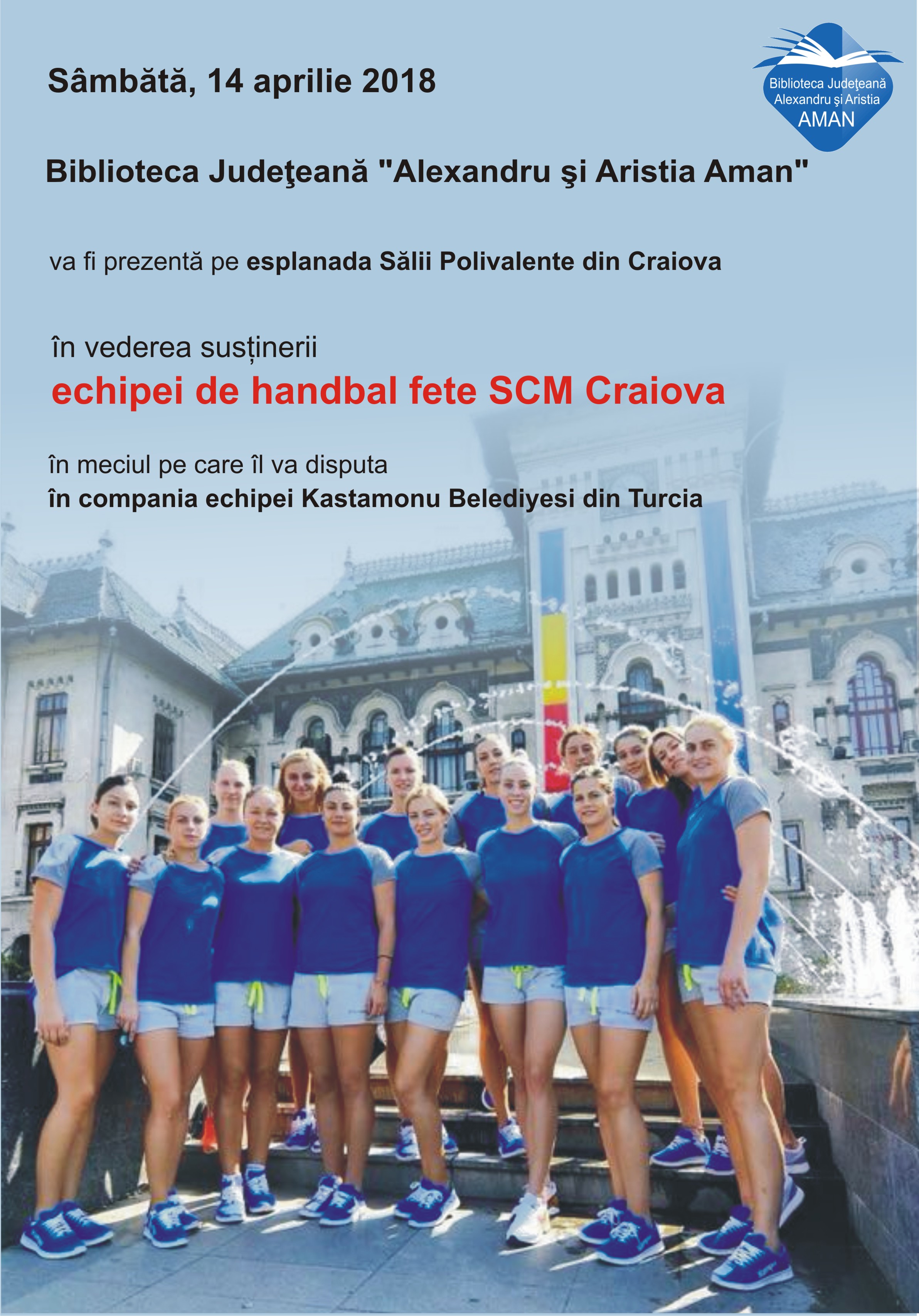 Biblioteca Aman susține echipa de handbal fete SCM Craiova