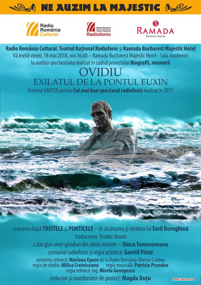 Audiţie cu public a celui mai bun spectacol de teatru radiofonic realizat în 2017: Ovidiu – Exilatul de la Pontul Euxin
