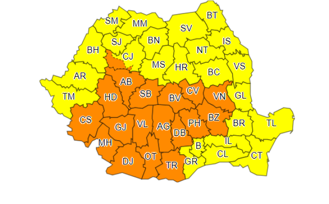 Toată țara se află sub avertizări de cod portocaliu și galben de vremea rea. Când se opresc ploile