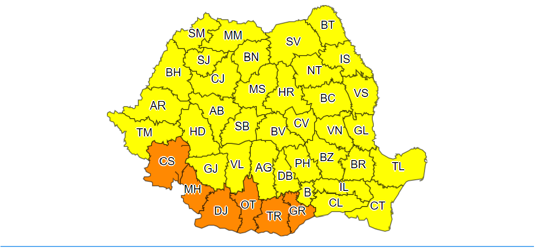 România sub avertizare meteorologică de vânt puternic și ninsori viscolite