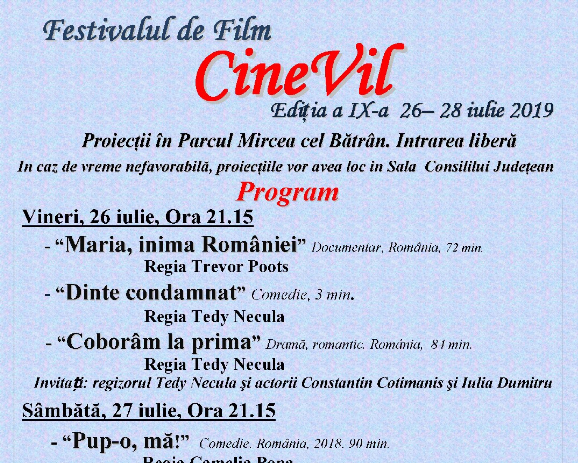 Festivalul de Film „Cinevil” revine la Râmnicu Vâlcea