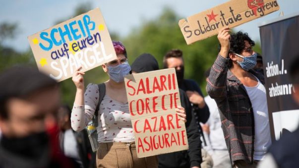 Încă un protest al muncitorilor români din Germania