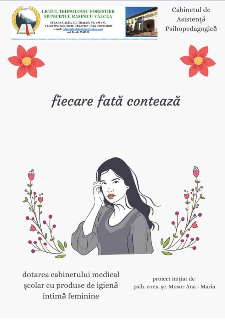 Cabinetul medical al Liceului Tehnologic Forestier din Râmnicu Vâlcea a fost dotat cu produse de igienă intimă feminine
