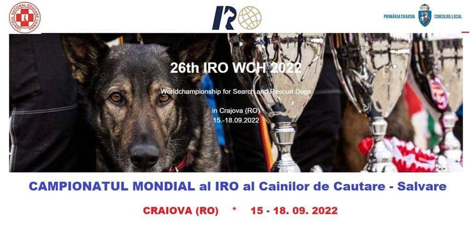 Mâine, 15 septembrie, la Craiova, va începe Campionatul Mondial de Salvare pentru câinii de Căutare-Salvare