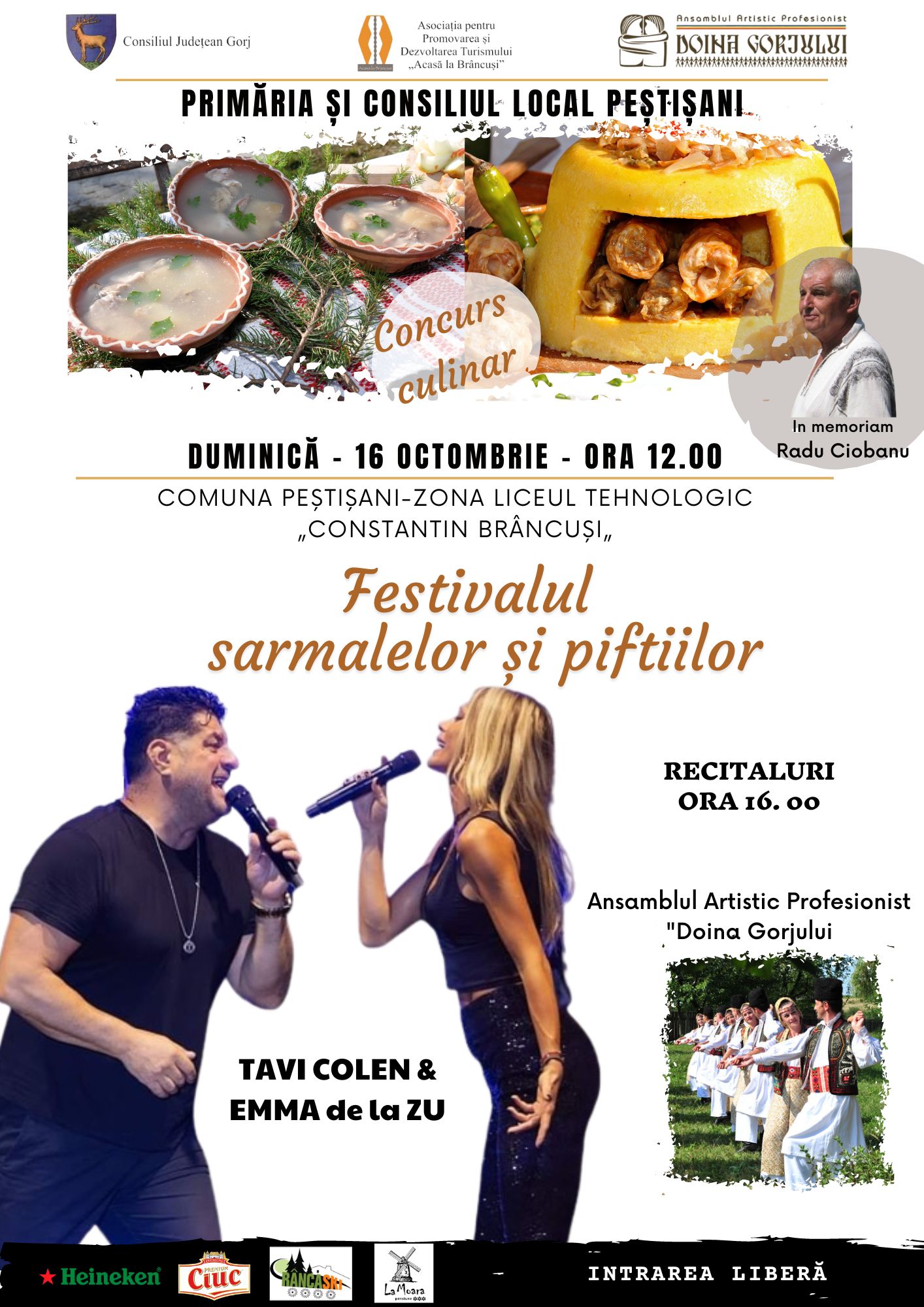 Gorjenii sunt așteptați duminică, 16 octombrie, la Festivalul sarmalelor și piftiilor din Peștișani