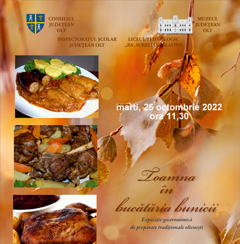 Muzeul Județean Olt organizează expoziția gastronomică „Toamna în bucătăria bunicii”