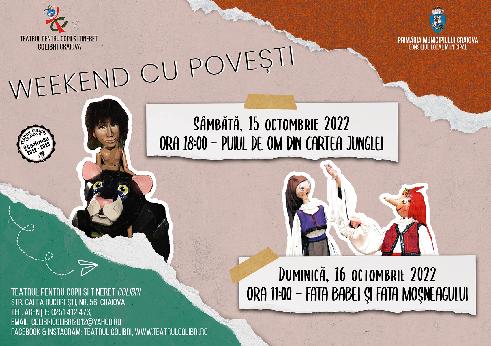 Poveștile Teatrului Colibri animă scena la Craiova și la Drobeta-Turnu Severin