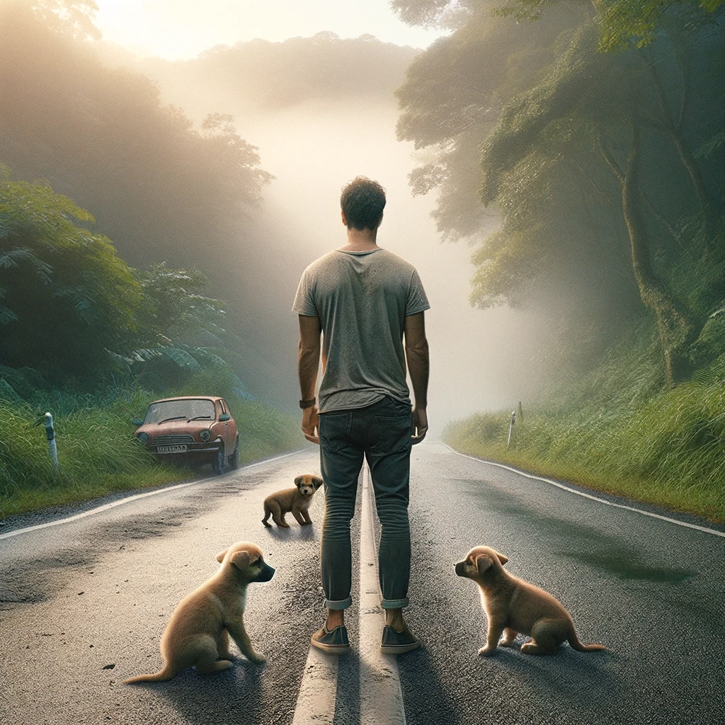 Amenda primită de un bărbat care a fost filmat în timp ce abandonează trei căței pe marginea unui drum