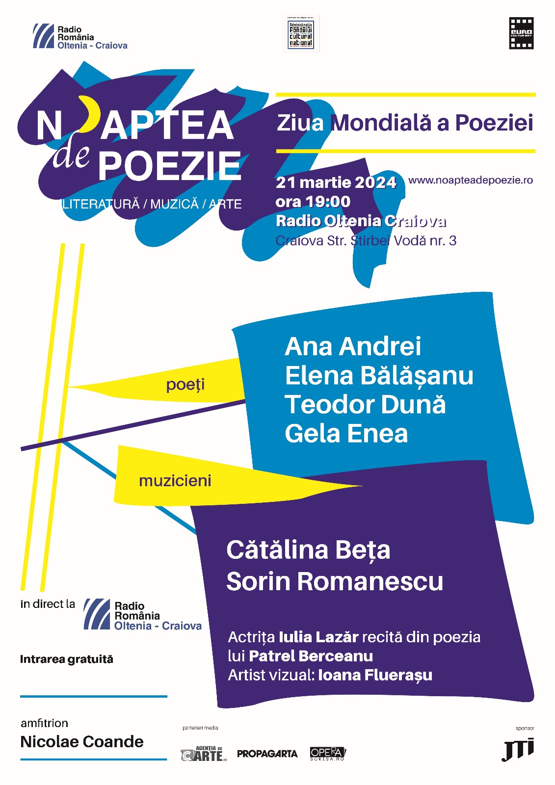 „Noaptea de Poezie”, la Craiova: Poezie și muzică în debutul primăverii