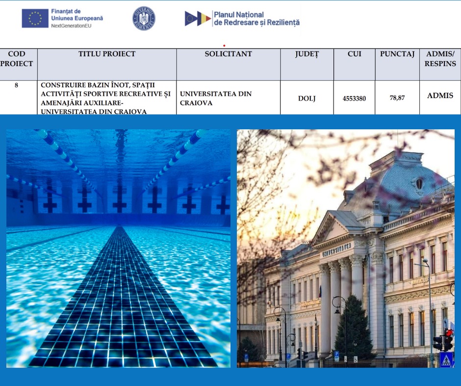 Universitatea din Craiova va avea bazin de înot