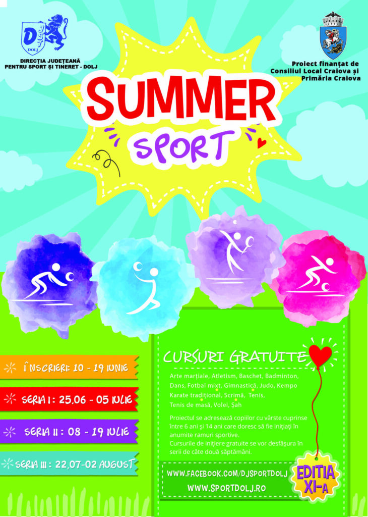 Programul „Summer Sport” revine la Craiova: Înscrieri deschise pentru inițierea în sport pentru copii și tineri