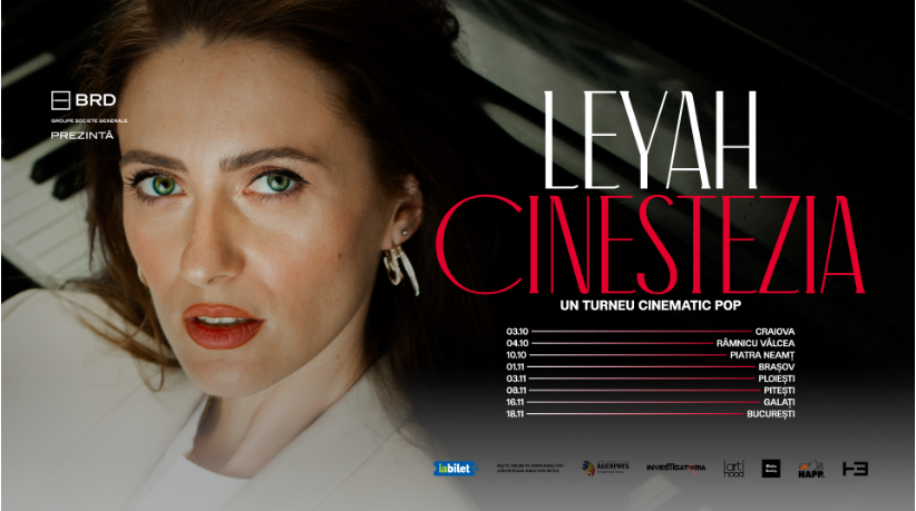 Leyah lansează, astăzi, la Teatrul Național „Marin Sorescu” din Craiova, primul turneu național de cinematic pop – „Cinestezia”