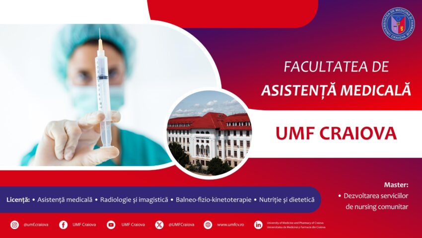 Facultatea de Asistență Medicală din cadrul UMF Craiova: patru programe de licență pentru viitorii profesioniști în sănătate