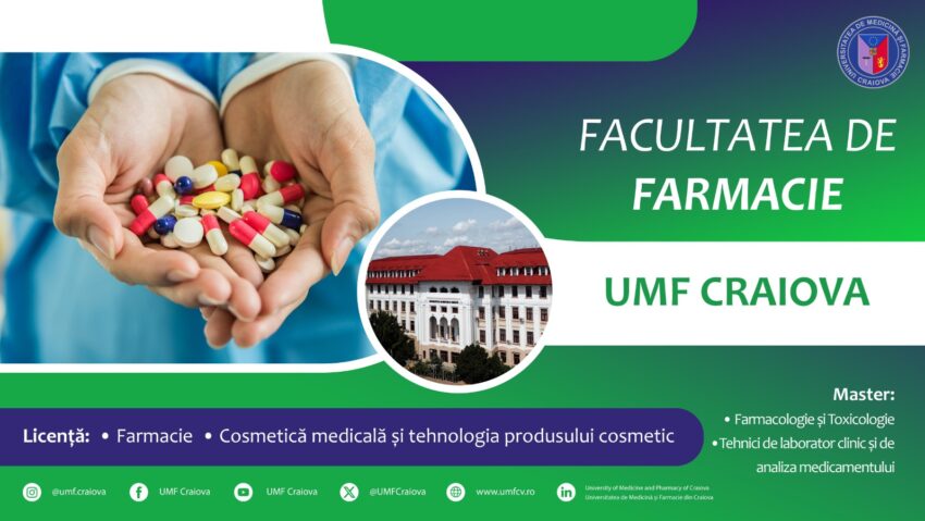 Două programe de licență moderne la Facultatea de Farmacie din Craiova pentru anul universitar 2025–2026