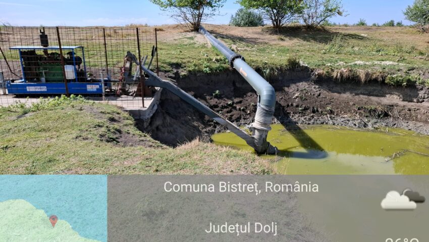Administrația Bazinală de Apă Jiu a sistat activitatea de irigare cu apă din polderul Bistreț