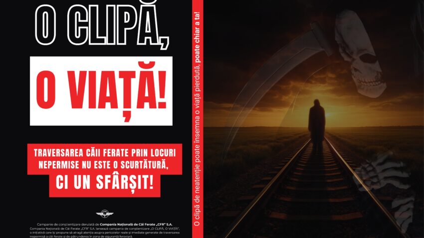 CFR S.A. lansează campania „O CLIPĂ, O VIAȚĂ!” pentru prevenirea accidentelor pe calea ferată