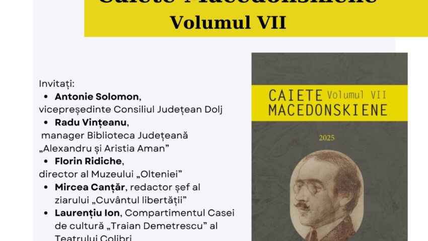 Lansarea volumului VII al Caietelor macedonskiene