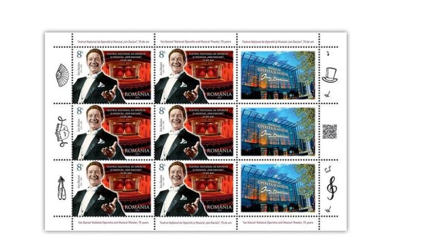 Romfilatelia lansează emisiunea aniversară de mărci poștale intitulată Teatrul Național de Operetă și Musical „Ion Dacian”, 75 de ani