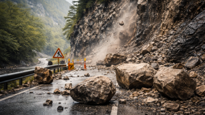 Risc major de căderi de pietre în zonele de defileu și drum montan