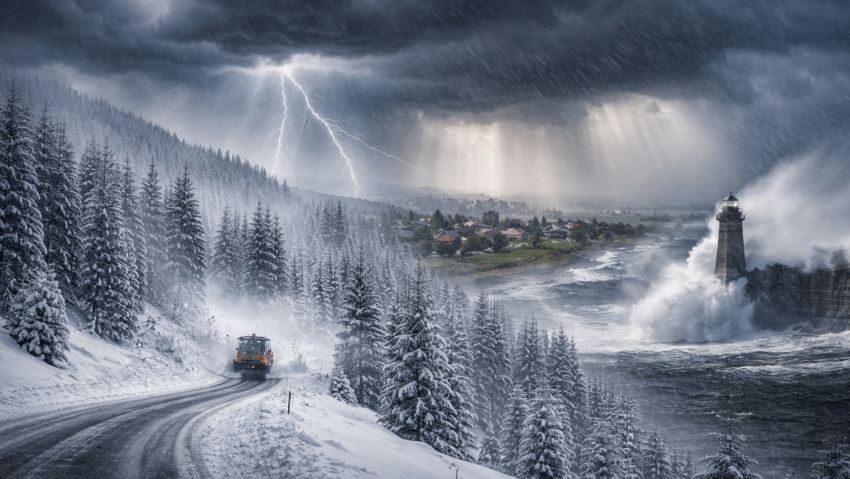 Cod galben de ploi, ninsoare și vânt puternic în mai multe județe, până vineri