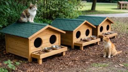 Căsuțe pentru pisicile fără stăpân, amplasate în Slatina