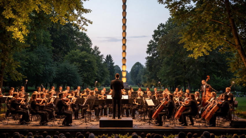 Concert dedicat lui Brâncuși, în Parcul Coloanei din Târgu Jiu