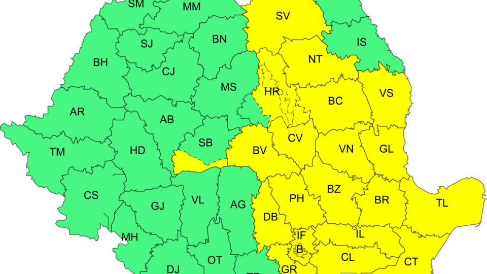 Cod galben de ploi și ninsori: aproape jumătate de țară, sub avertizare meteo