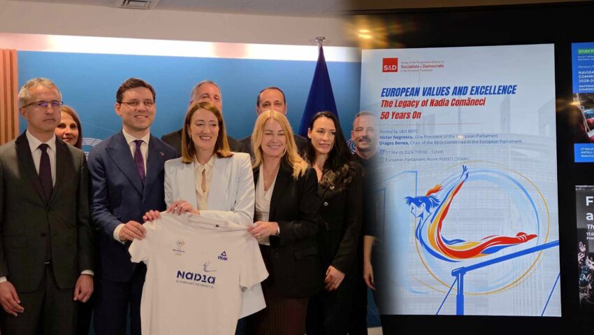 Nadia Comăneci, omagiată în Parlamentul European/50 de ani de la prima notă de 10 din istoria JO