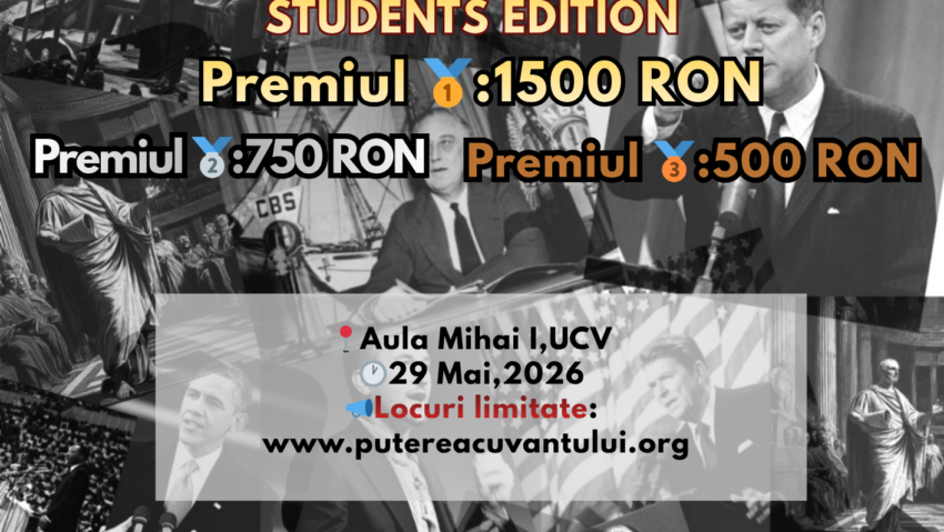 Arta oratoriei revine la Craiova: s-au deschis înscrierile pentru ediția a II-a a concursului „Puterea Cuvântului” – Students Edition