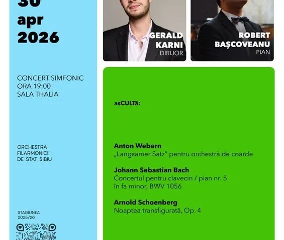 Pianistul craiovean Robert Bașcoveanu revine pe scena Filarmonicii de Stat din Sibiu