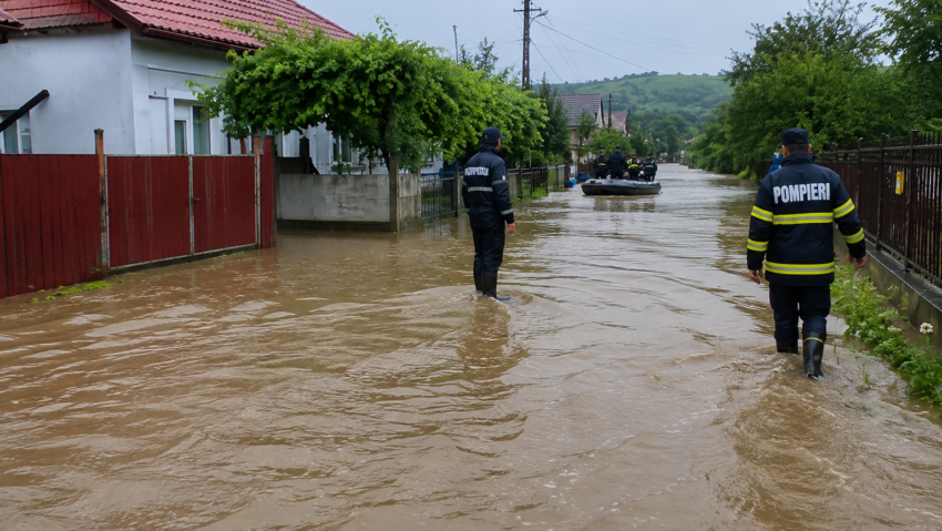 Ploile torențiale au inundat gospodării din Gorj și Olt