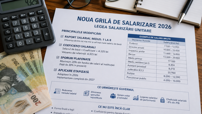 Noua grilă de salarizare 2026: ce schimbări sunt pregătite pentru bugetari